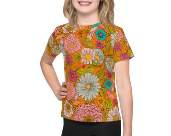Floral Print Kids T-Shirt | flower pattern kids shirt | flower toddler shirt | floral kids shirt | hippie kids shirt | 70s kids shirt |