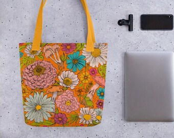Flower Power Tote bag | Floral Print Tote Bag | Flower Print Bag | Hippie Tote Bag | Colorful Tote | Reusable Tote
