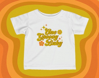 One Groovy Baby Fine Jersey Tee - Groovy One Birthday Shirt - First Birthday Shirt - Groovy Baby Shirt - One Groovy Baby Shirt