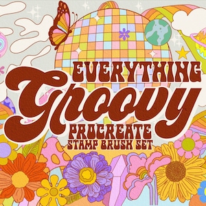 Everything Groovy Procreate Stamp Brushes - flower brushes - 70s flowers brushes - 70s procreate brushes - hippie procreate brushes