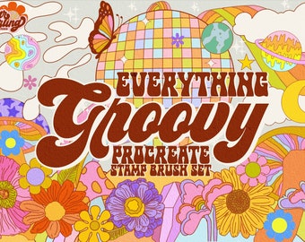 Everything Groovy Procreate Stamp Brushes - flower brushes - 70s flowers brushes - 70s procreate brushes - hippie procreate brushes