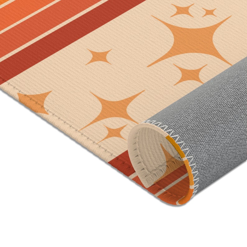 70er Boho Rainbow & Star Area Teppich | 70er Jahre Teppiche | 70er Regenbogen Teppich | 70er Jahre Boho Kinderzimmer Dekor | retro 70er Teppiche | orange 70er Teppiche | warmer Ton Bild 3