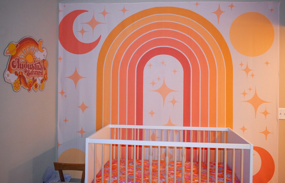 70s Rainbow Wall Tapestry | 70s Boho Nursery Decor | 70s Space Decor ...