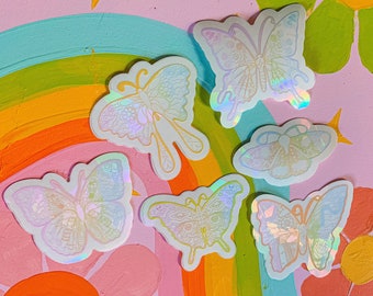 6 pack Butterfly Rainbow Making Stickers | Sun Catcher Stickers | Rainbow Prism Stickers | Rainbow Window Stickers | Rainbow Window Film