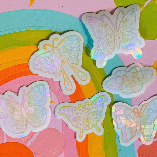 6 pack Butterfly Rainbow Making Stickers | Sun Catcher Stickers | Rainbow Prism Stickers | Rainbow Window Stickers | Rainbow Window Film