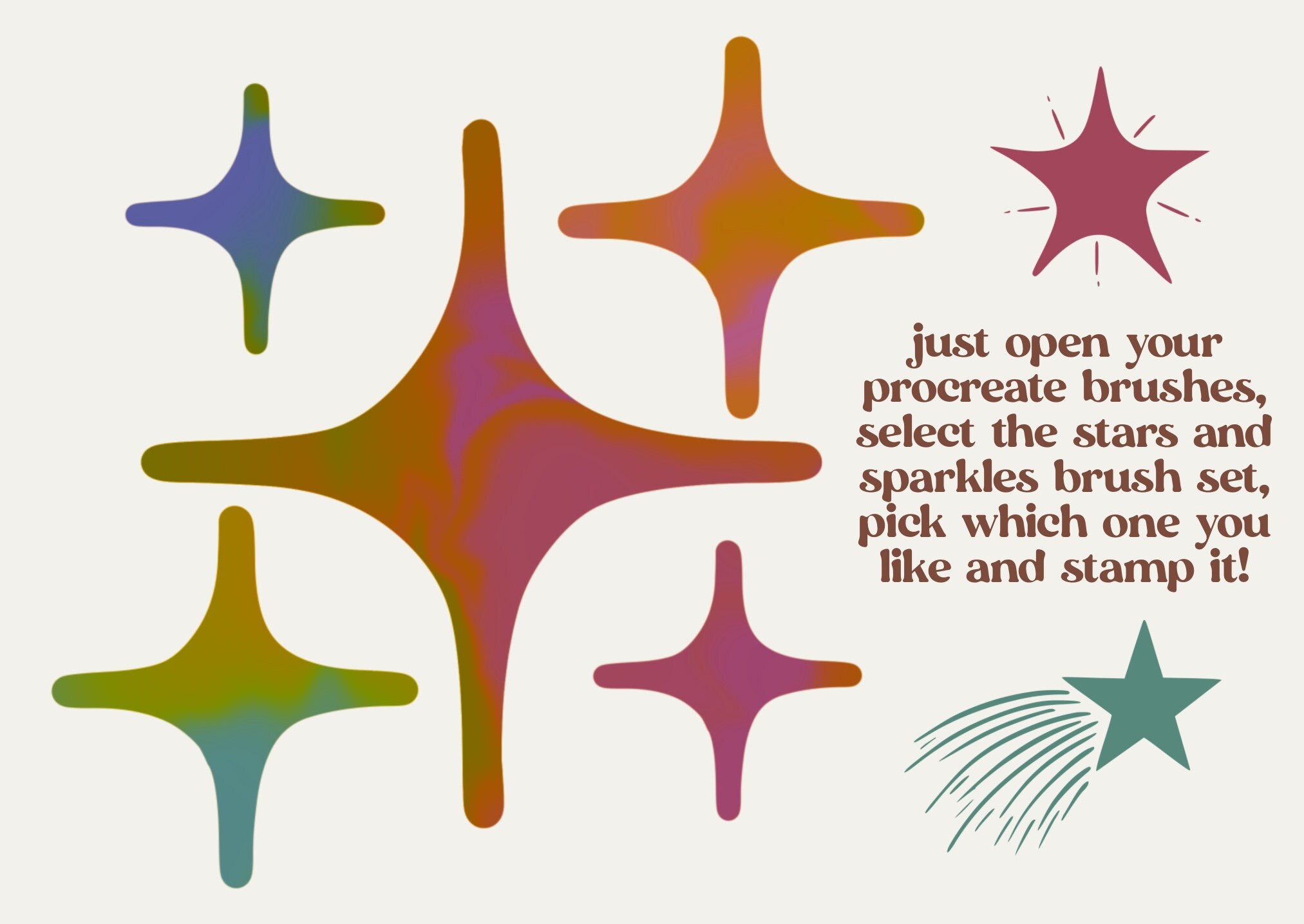 Stars & Sparkles Procreate Stamp Brushes - Star Clip Art - Sparkles ...