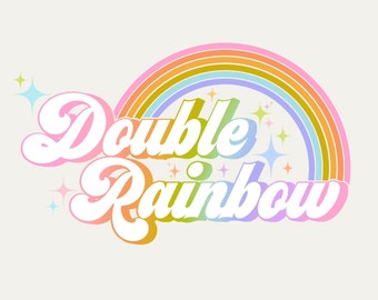 Retro Rainbow Logo Design - Customize with your brand name | 70s logo | retro rainbow 70s logo | custom 70s logo | groovy logo | boho logo