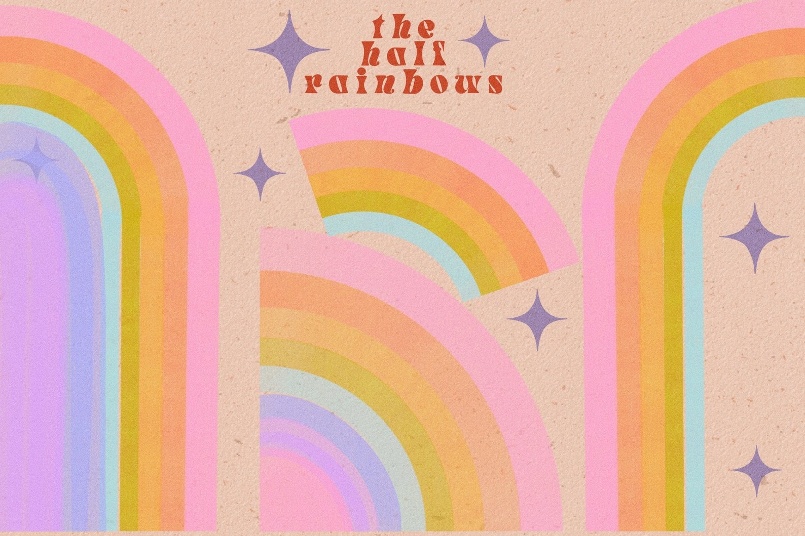 Retro Rainbows Illustration Pack - Vector & PNGS - 70s Rainbow ...