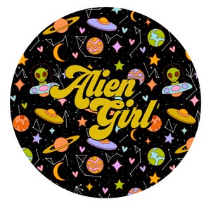 Alien Girl Logo Design - Customize with your brand name | 90s alien logo | retro 90s logo | custom 90s logo | space logo