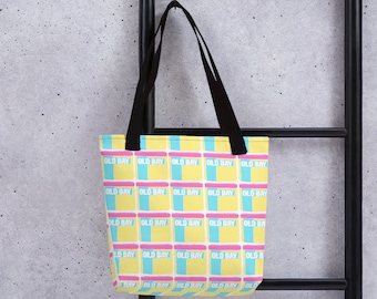 Old Bay Tote bag | Old Bay Bay | Maryland Tote Bag | Baltimore Tote Bag | Pastel Rainbow Tote Bag | Old Bay Gifts | Old Bay Decor