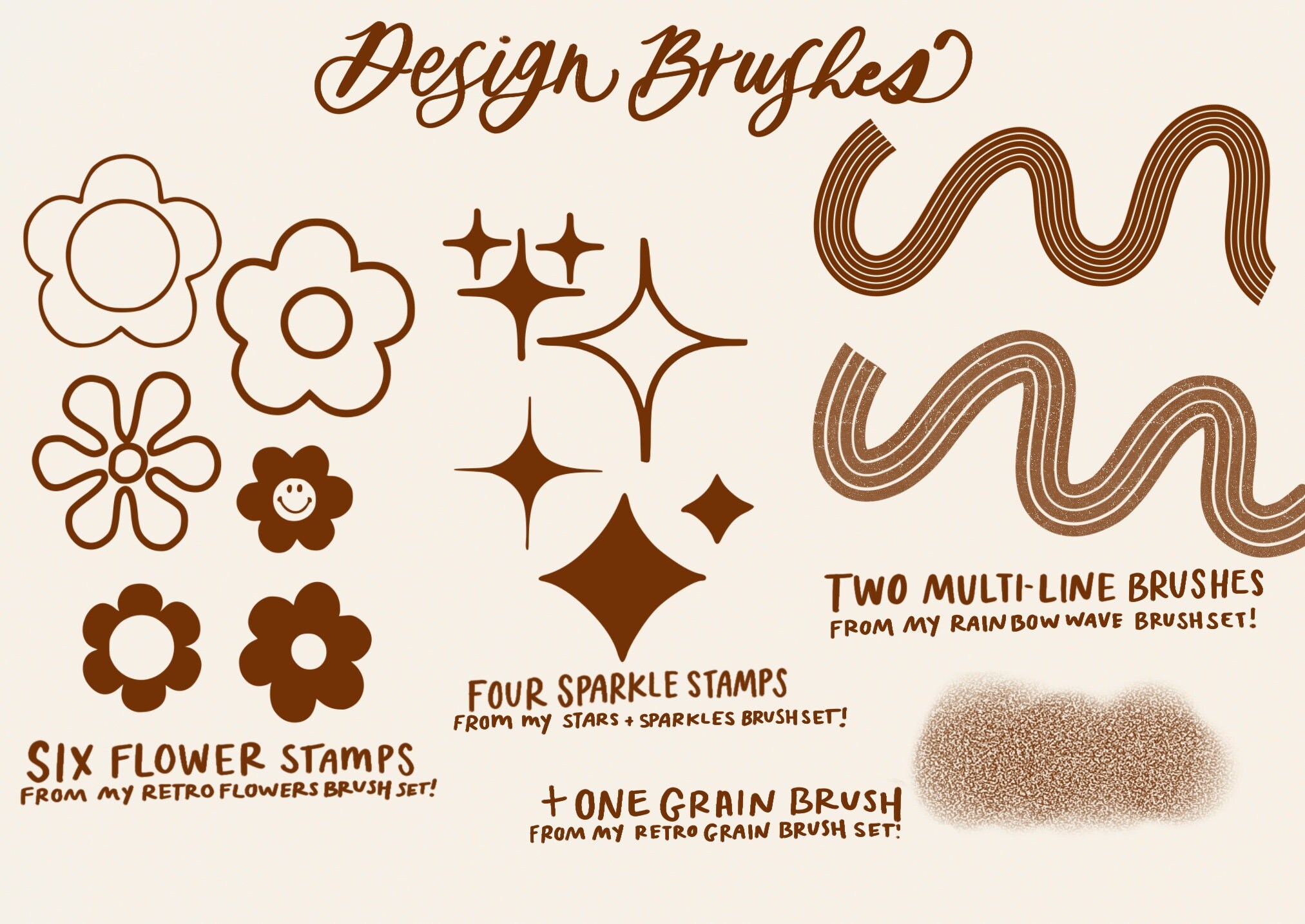 70s Lettering Procreate Brush & Stamp Set - Retro Lettering Brushes ...