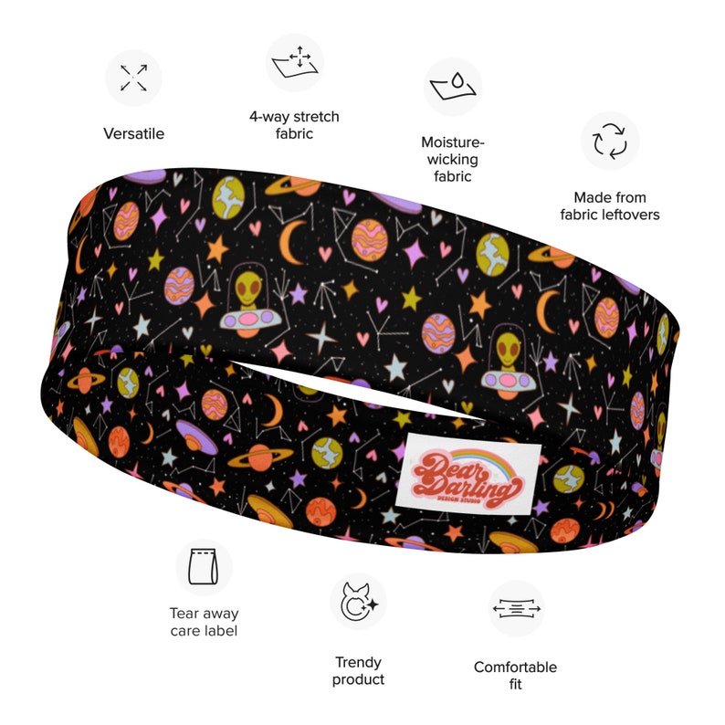 Outer Space Headband | Stretchy Headband | Alien Headband | UFO headband | 70s headband | 90s headband
