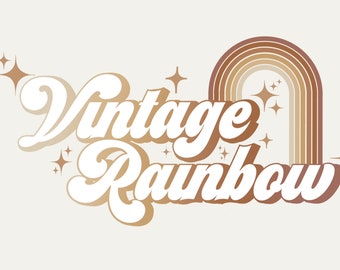 Neutral Vintage Rainbow Logo Design  | 70s logo | retro rainbow 70s logo | custom 70s logo | groovy logo | boho logo | orange 70s logo |
