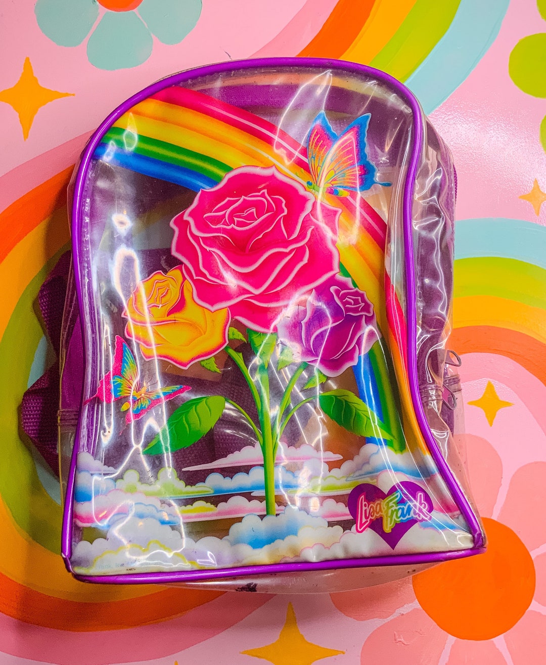 clear rainbow mini backpack Cloud Kane Featuring transparent panels on all sides Clear Plastic Barbie Mini Backpack