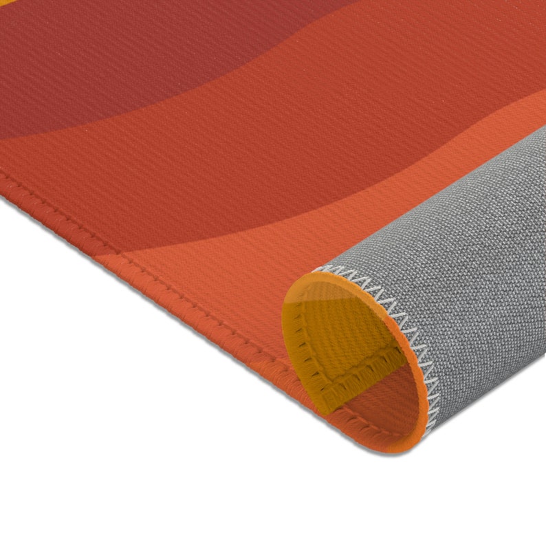 70s boho star and wave area rug | 70s rugs | 70s rainbow rug | 70s boho nursery decor | retro 70s rugs | orange 70s rugs | warm toned rug image 10