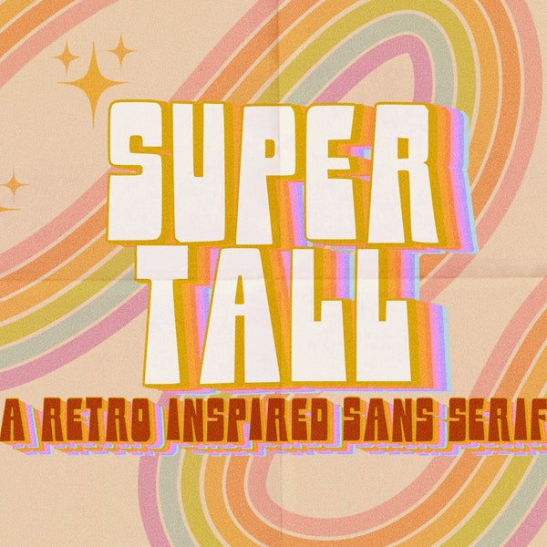 Super Tall Retro font - 70s fonts - groovy fonts - retro fonts - hippie fonts - vintage 70s font - unique font - sans serif font