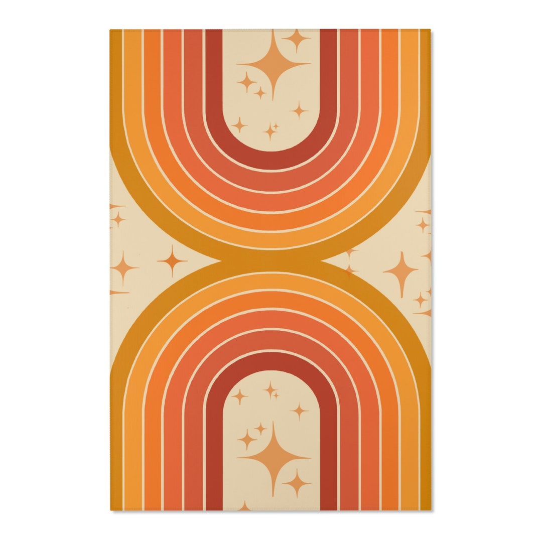 70s Boho Double Rainbow Area Rug | 70s Rugs | 70s Rainbow Rug | 70s ...