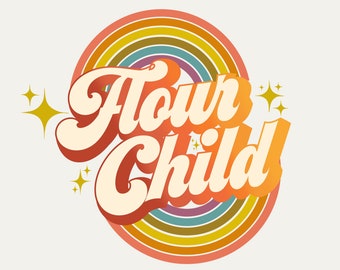 Retro Rainbow Logo Design - Customize with your brand name | 70s logo | retro rainbow 70s logo | custom 70s logo | groovy logo | boho logo