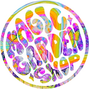 Magic Garden Logo Design - Passen Sie mit Ihrem Markennamen an | 70er Jahre Blumen Logo | retro 70er Jahre Logo | individuelles 70er Jahre Logo | Aquarell Logo