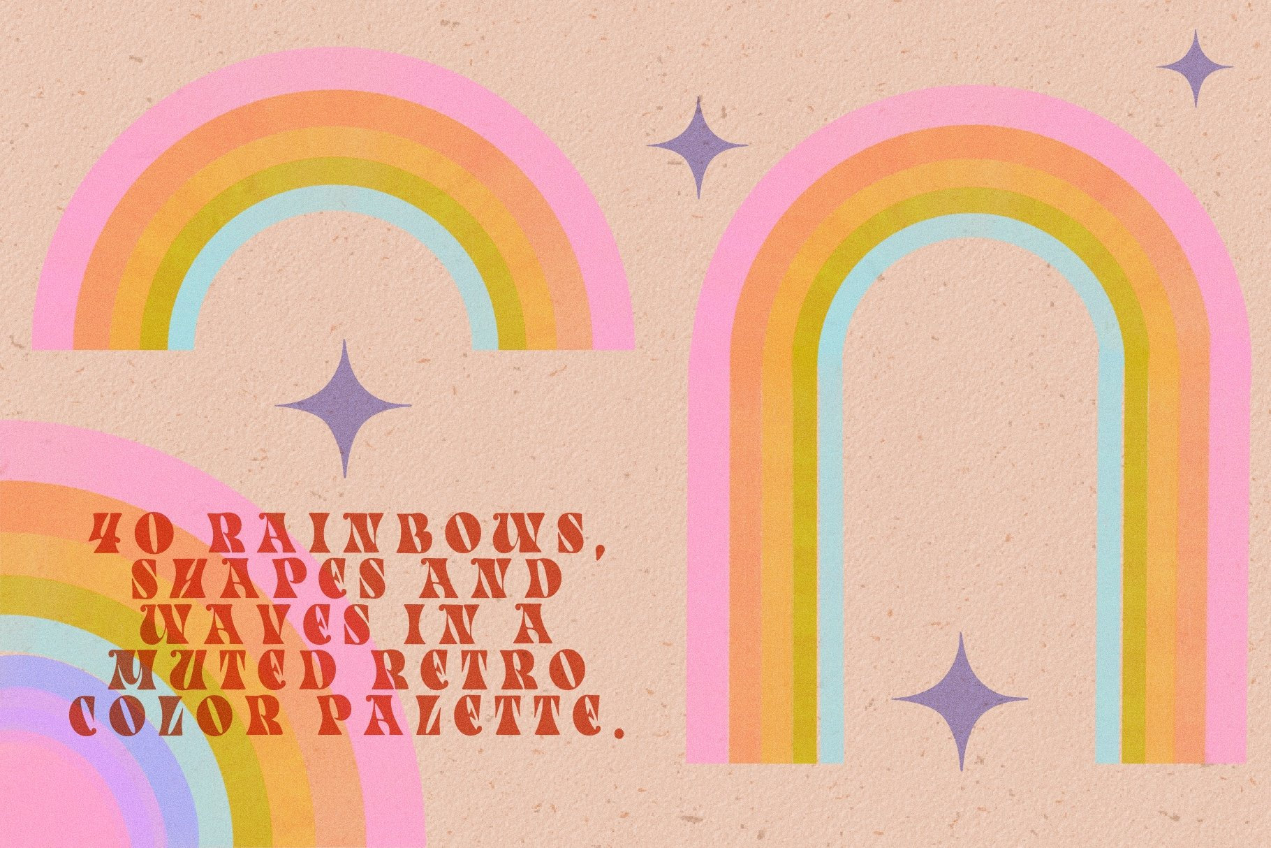 70s Rinbow Retro Rainbows Illustration Pack - Vector & PNGS - 70s Rainbow ...