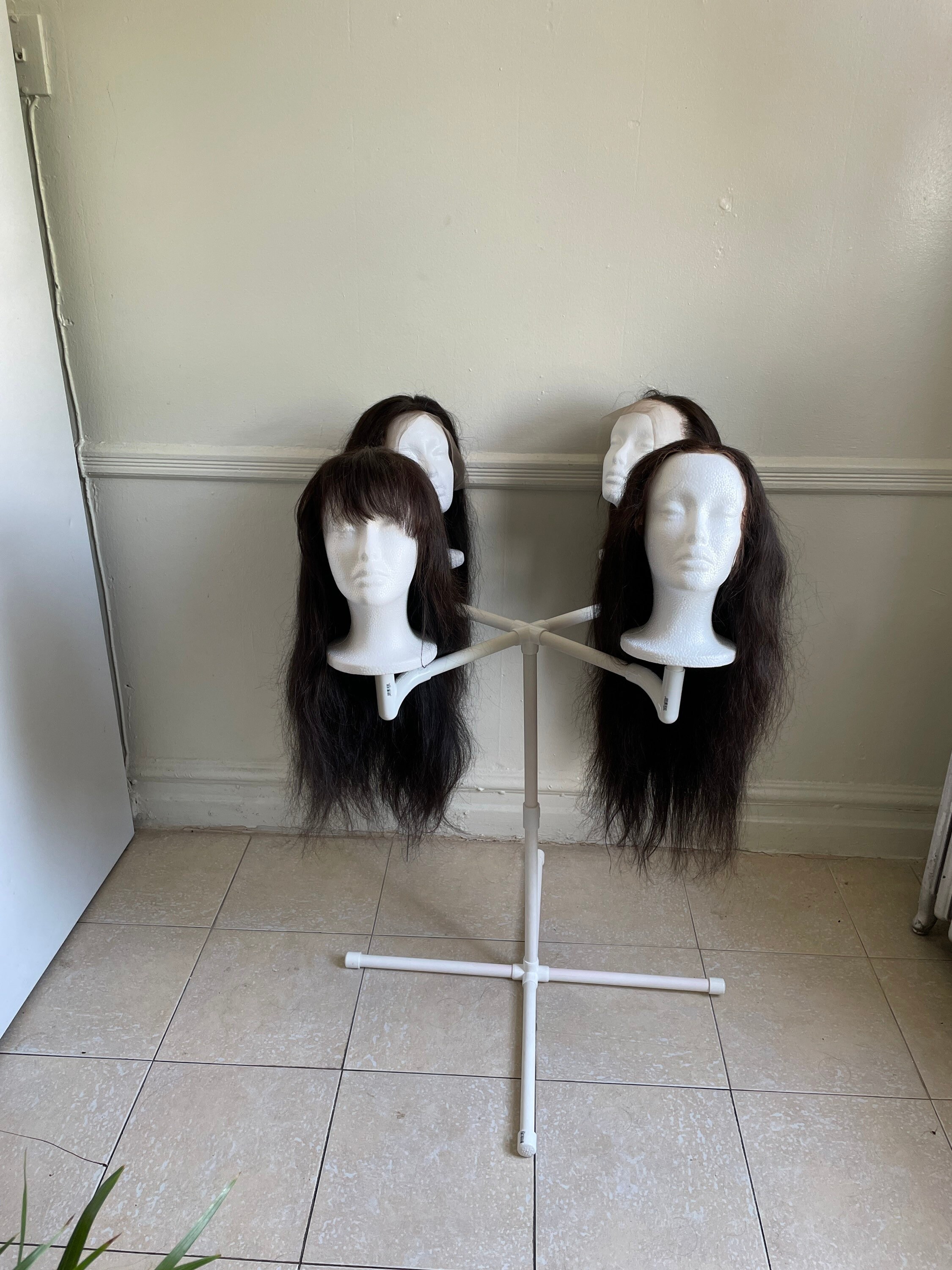 3 Pack Wig Head Stands Wig Stands Keep Your Wigs and Hats Organized,  Perfect for Multiple Wigs, Wig Holder Head for Easy Styling and Storage,  Great for Displaying Your Favorite Accessories, Black