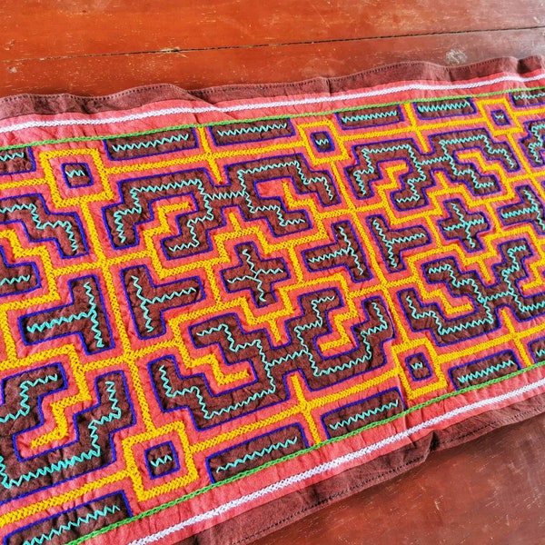 141x36cm-Shipibo tapestry ayahuasca textile, ayahuasca art, altar cloth, medicine visionary art