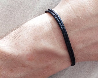 Men's bracelet, black cord bracelet.Casual bracelet.Stackable bracelet.Adjustable bracelet.Simple bracelet.Minimal bracelet.Sliding knots.