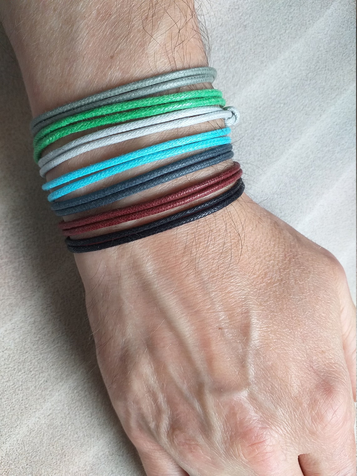 Men's bracelets.Black cotton cord Etsy