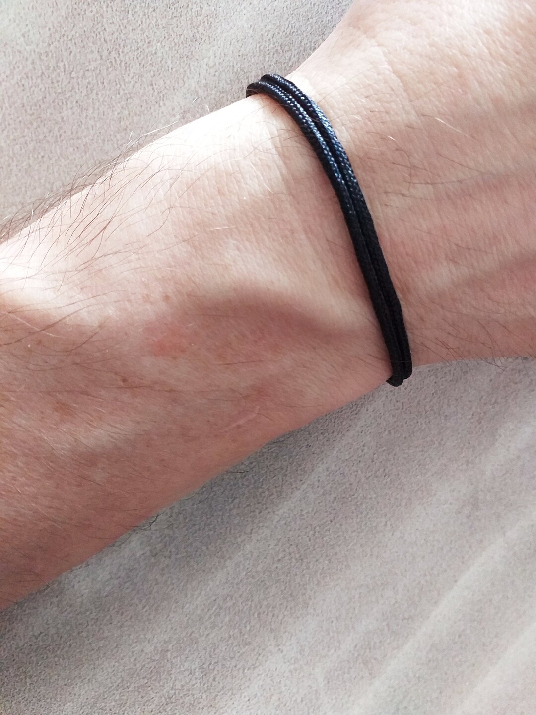 Black Nylon Adjustable String Bracelet with Decorative Slide Knot, Pack of 5