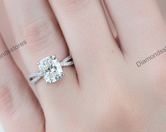 Petite Twist Moissanite Engagement Ring, 14k Gold Twisted Band