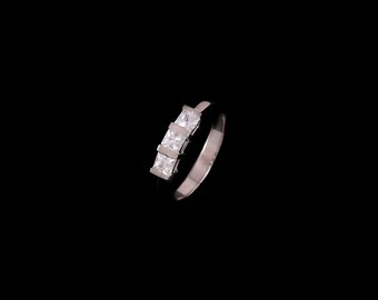 Trilogy - Three Princess Stone 14k White Gold Engagement Ring For Women in 1.00 carat