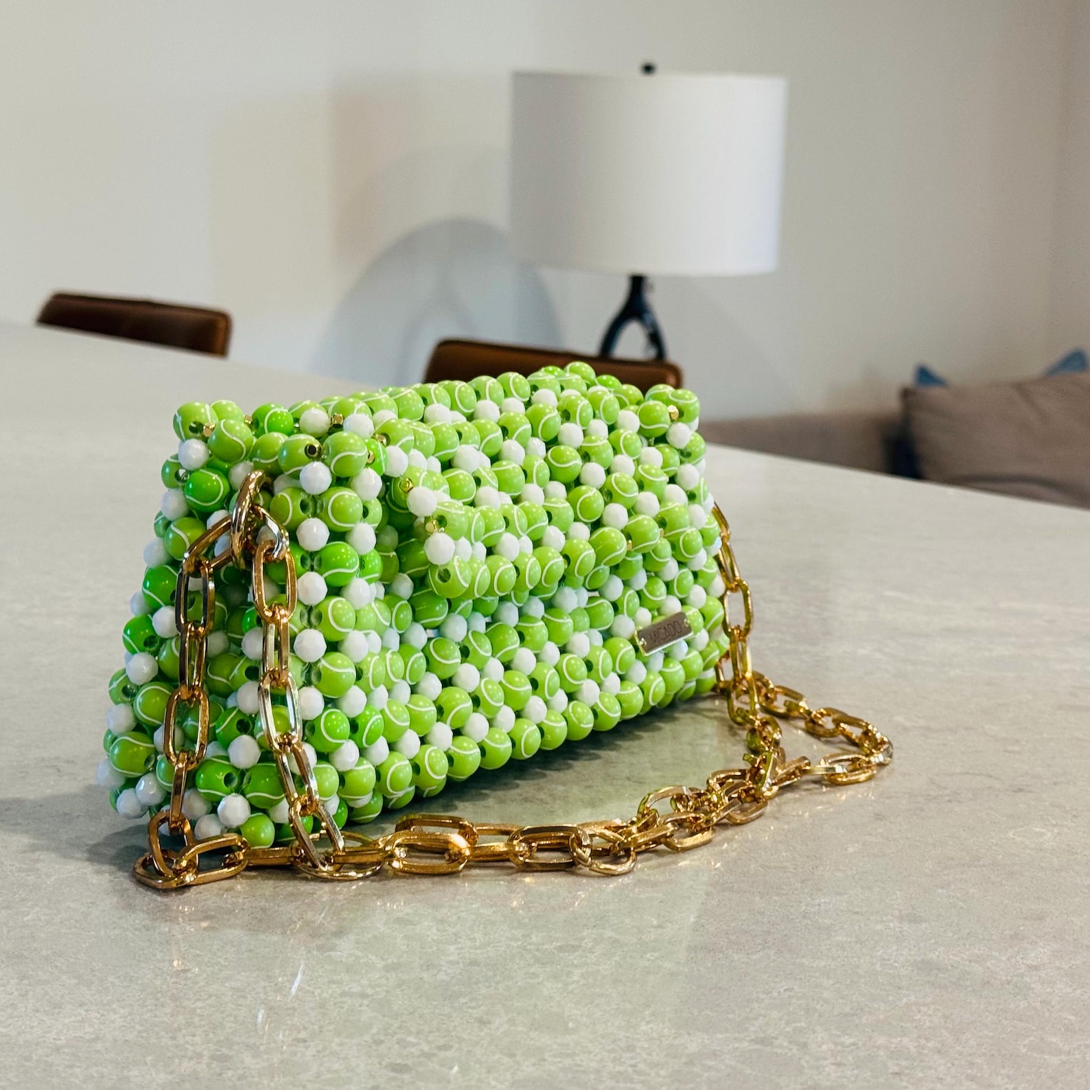 Handmade Beaded Tennis Ball Bag