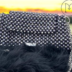 Midnight Elegant Glass Beaded Purse – Handmade with Jewelry Beads | Evening Clutch by Micado