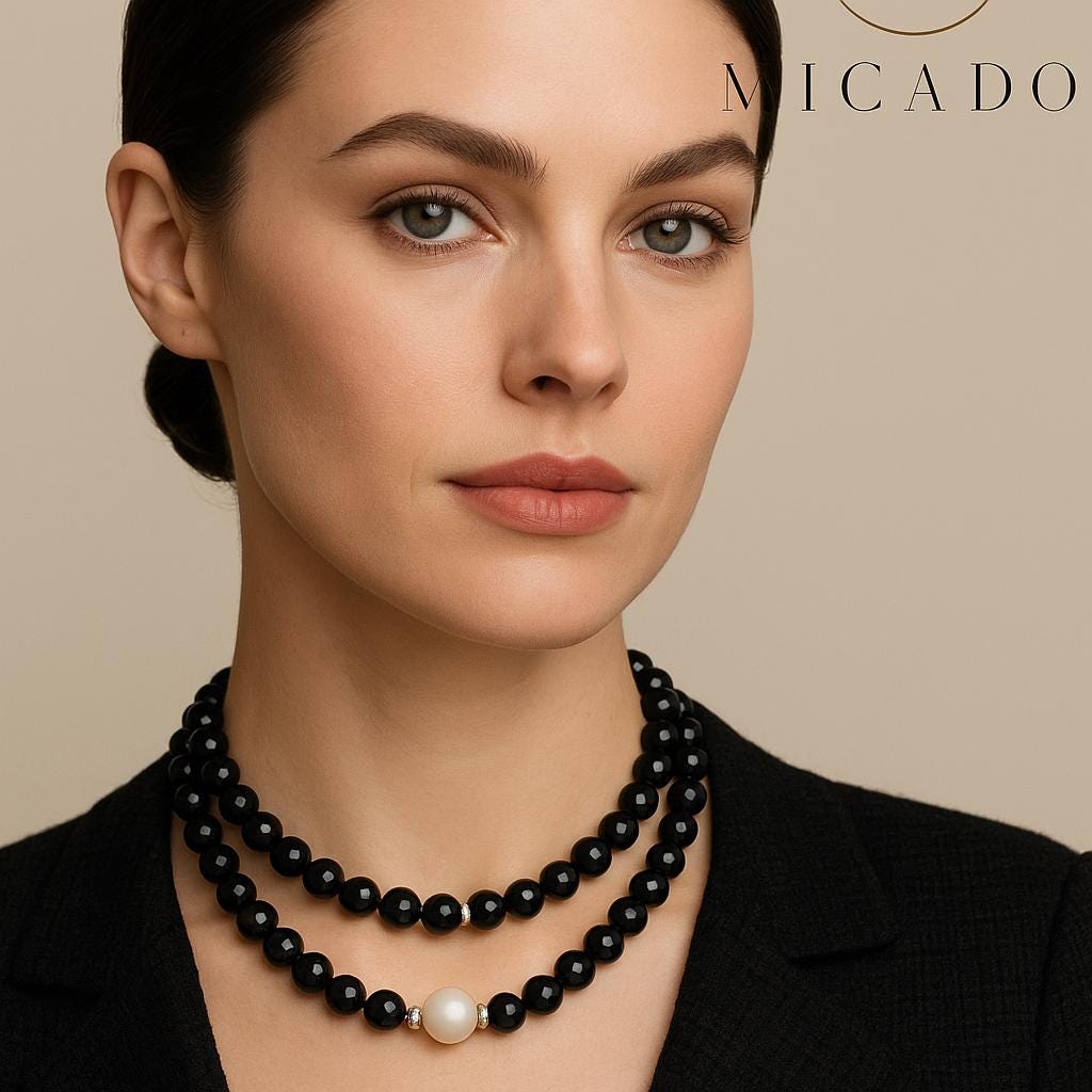 Onyx Pearl Necklace - Etsy