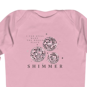Shimmer Swift Bejeweled Onesie Boy Girl Pink Blue White Infant Long Sleeve Bodysuit Disco Retro anti-hero
