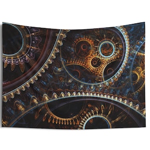 Steampunk Colorful Indoor Wall Tapestry Steam Punk Gears