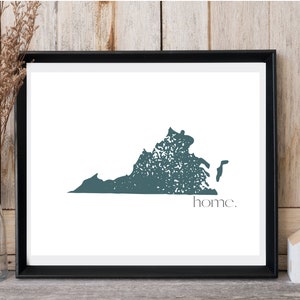 DIGITAL Virginia Home Print VA Wall Art map 8X10