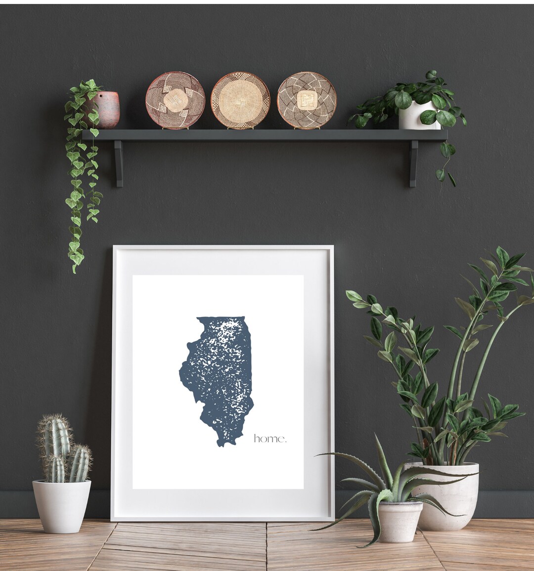 DIGITAL Illinois Home Print IL Wall Art mapa 8X10 Decor Etsy España