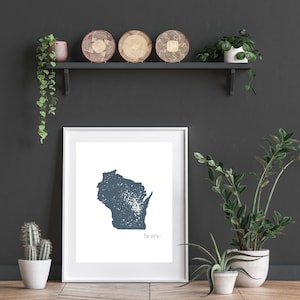 DIGITAL Wisconsin Home Print WI Wall Art map 8X10