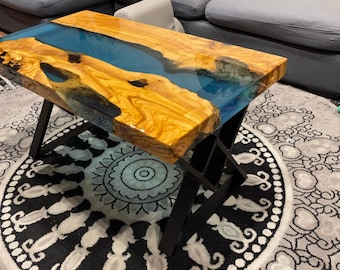 COFFEE TABLE River Table Olive and resin Coffee table Resin Art