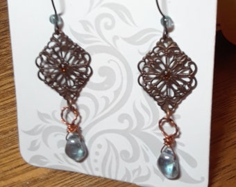 Copper Blue Earrings