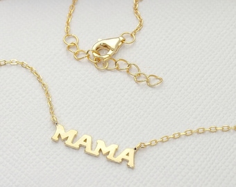 Mama Nameplate Ankle Bracelet, Gold Anklet with Real Sterling Silver, Everyday Foot Jewelry, Gift for Mother, Stamped 925