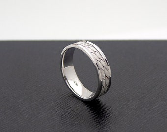 Gevlochten zilveren ring, echte sterling zilver gestempelde 925 band, minimalistische stapelbare ringband, moderne eenvoudige ring, Valentijnscadeau voor hem / haar