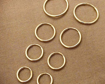 Mens Solid Gold Earring, 14K Gold Filled Hoop Earrings, Earrings for Men, Hoops for Men, Mens Jewelry, 9mm to 16mm, Valentines Day Gift