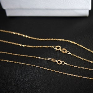 Real 14K Gold Singapore Rope Chain, High Quality Italy Genuine 14K & 10K Solid Gold Chain, Shiny Singapore Twist Gold Necklace, Unisex Chain