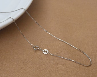 Real 10K WHITE GOLD Box Chain, High Quality Solid White Gold Fine Chain, Dainty Gold Pendant Chain, Genuine Gold Necklace, Valentines Gift