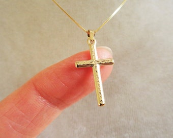 10k Yellow Gold Nugget Cross Religious Pendant Charm Necklace Latin Fine Jewelry Gifts For Women For Her 10k Yellow Gold Nugget Cross Religious Pendant Charm Necklace Latin Fine Jewelry Gifts For Women For Her