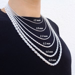 Silver rope chain with pendant top