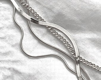 Sterling Silver Magic Herringbone Necklace, Flat Snake Chain, Statement Layering Necklace, Herringbone Ankle Bracelet, Valentines Gift