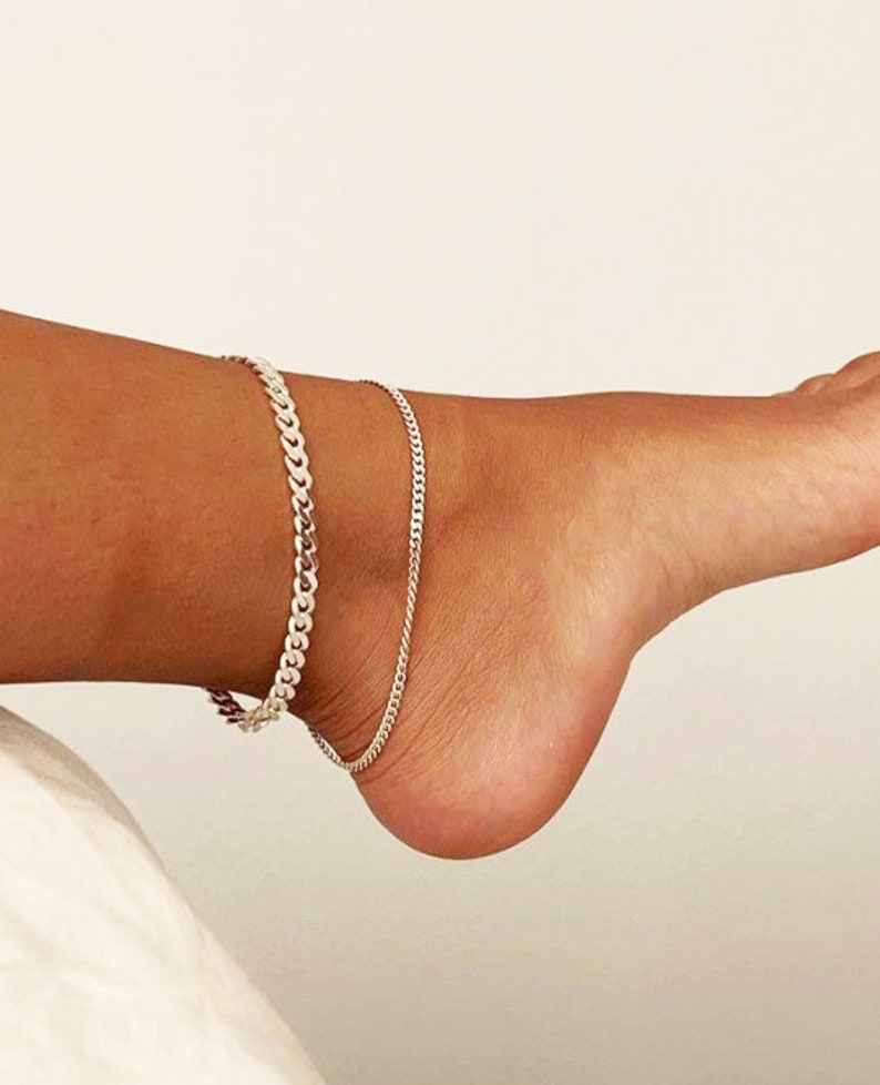 Curb Bracelet, 925 Italy SOLID Sterling Silver Cuban Link Ankle Bracelet, Miami Curb Anklet, Silver Link Bracelet, Gift for Her 